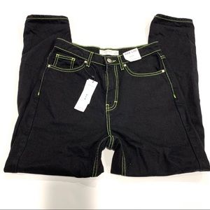 Topshop Women’s High Waisted Black Green Mom Jeans